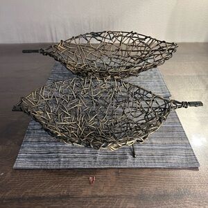 Grapevine Woven Leaf-Shaped Baskets (2)